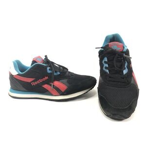 Reebok Classic Mens 7.5 Shoes Black Blue Red Nylon Suede Low Top Retro Colors